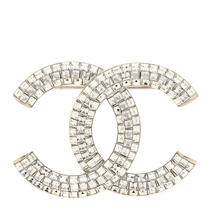 Chanel Baguette Crystal CC Brooch Silver 1 of 4
