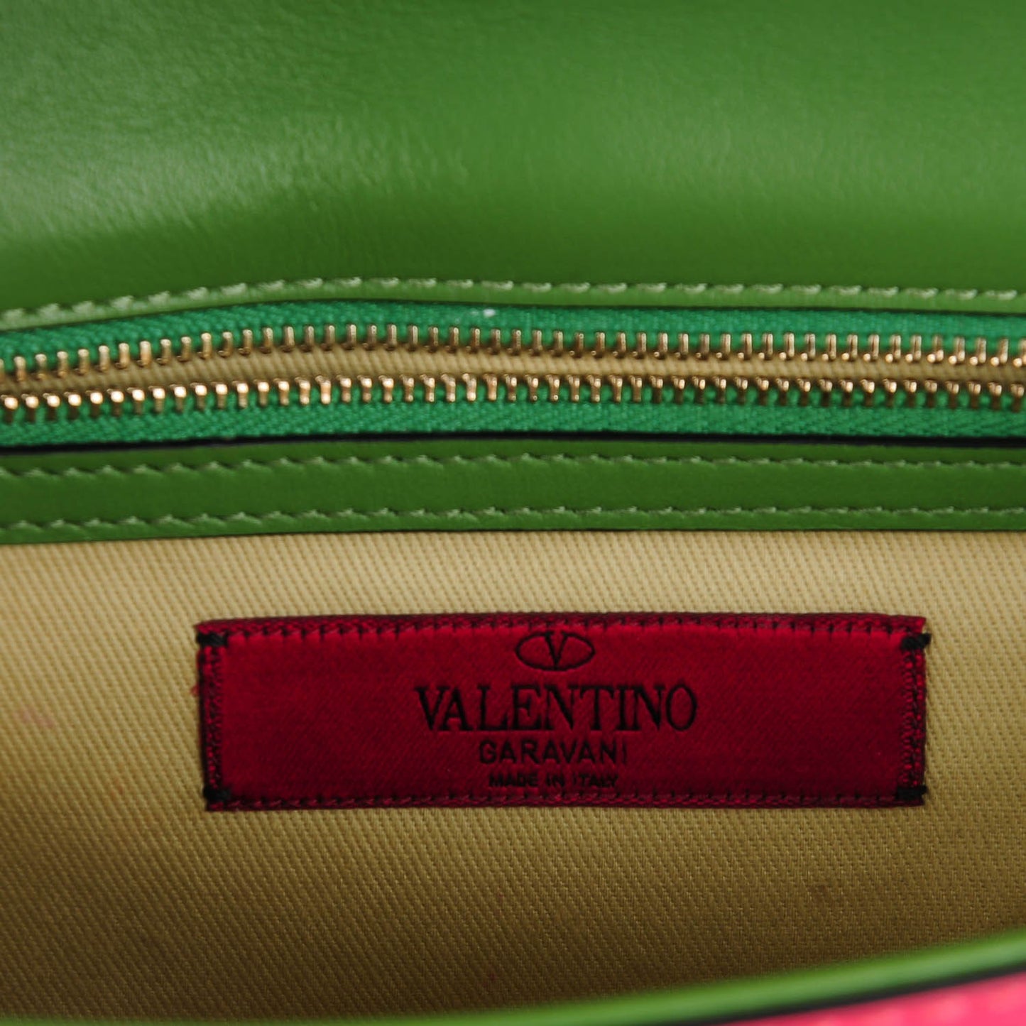 Vitello Small Glam Lock Rockstud Flap Green Deep Rose Grey Scarlet
