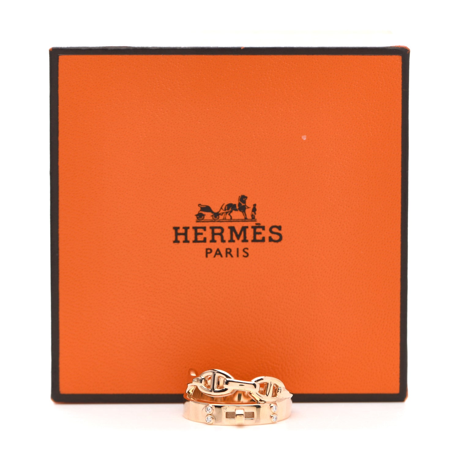 Hermes 18K Rose Gold Diamond Kelly Double Tour Ring 53 6.25 5 of 5