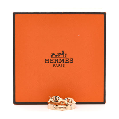 Hermes 18K Rose Gold Diamond Kelly Double Tour Ring 53 6.25 5 of 5