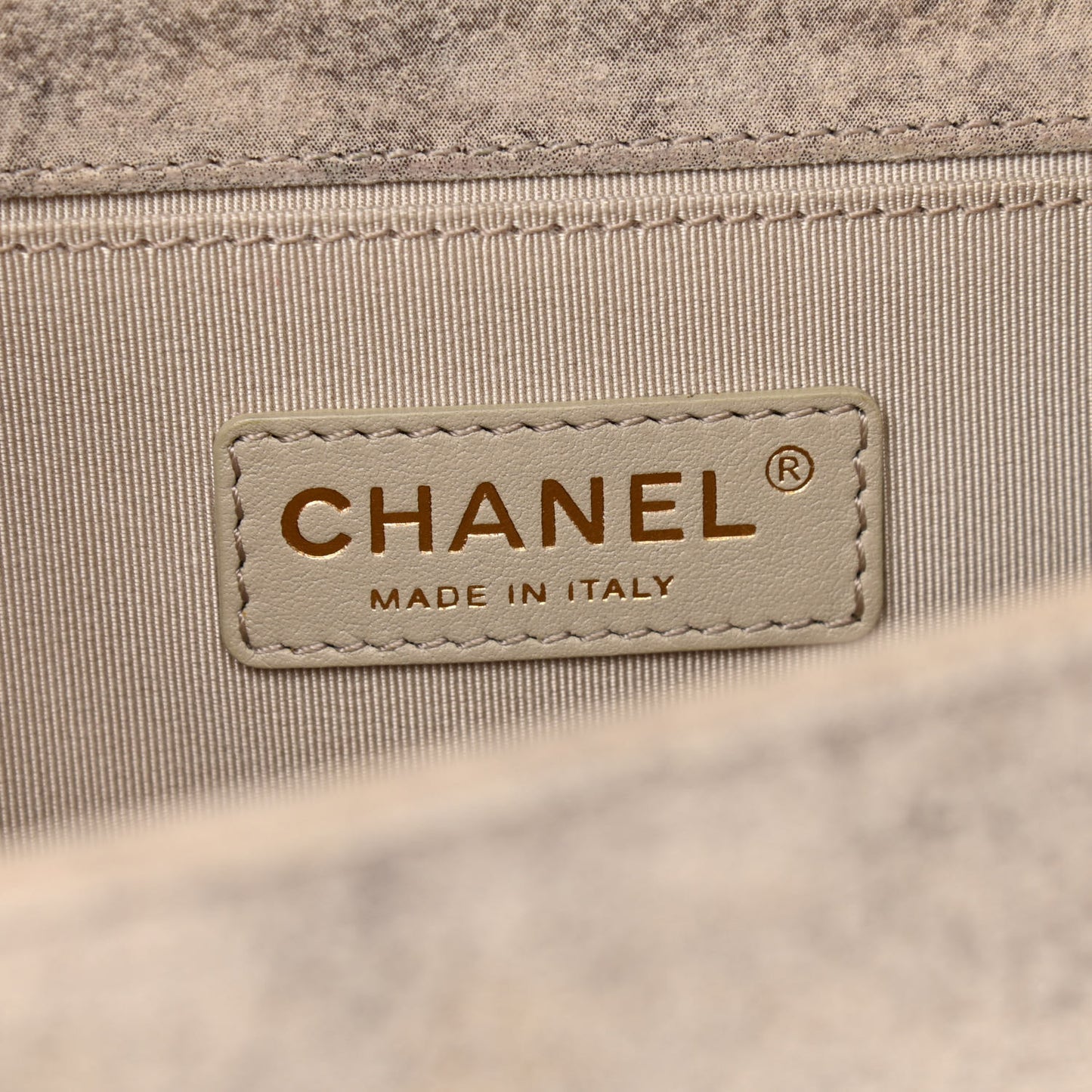 Iridescent Calfskin Quilted Medium Boy Flap Beige