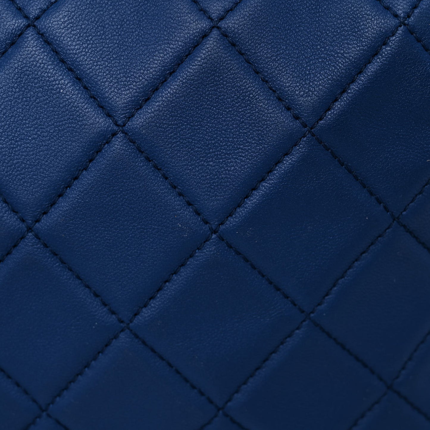 Lambskin Quilted CC Chain Bucket Drawstring Bag Blue