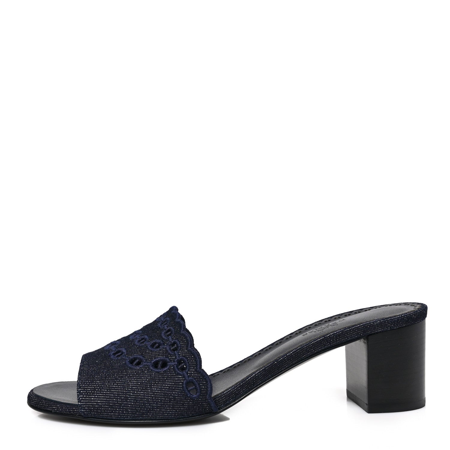Hermes Denim Embroidered Gwladys Sandals 40 Bleu Brut Marine 1 of 7