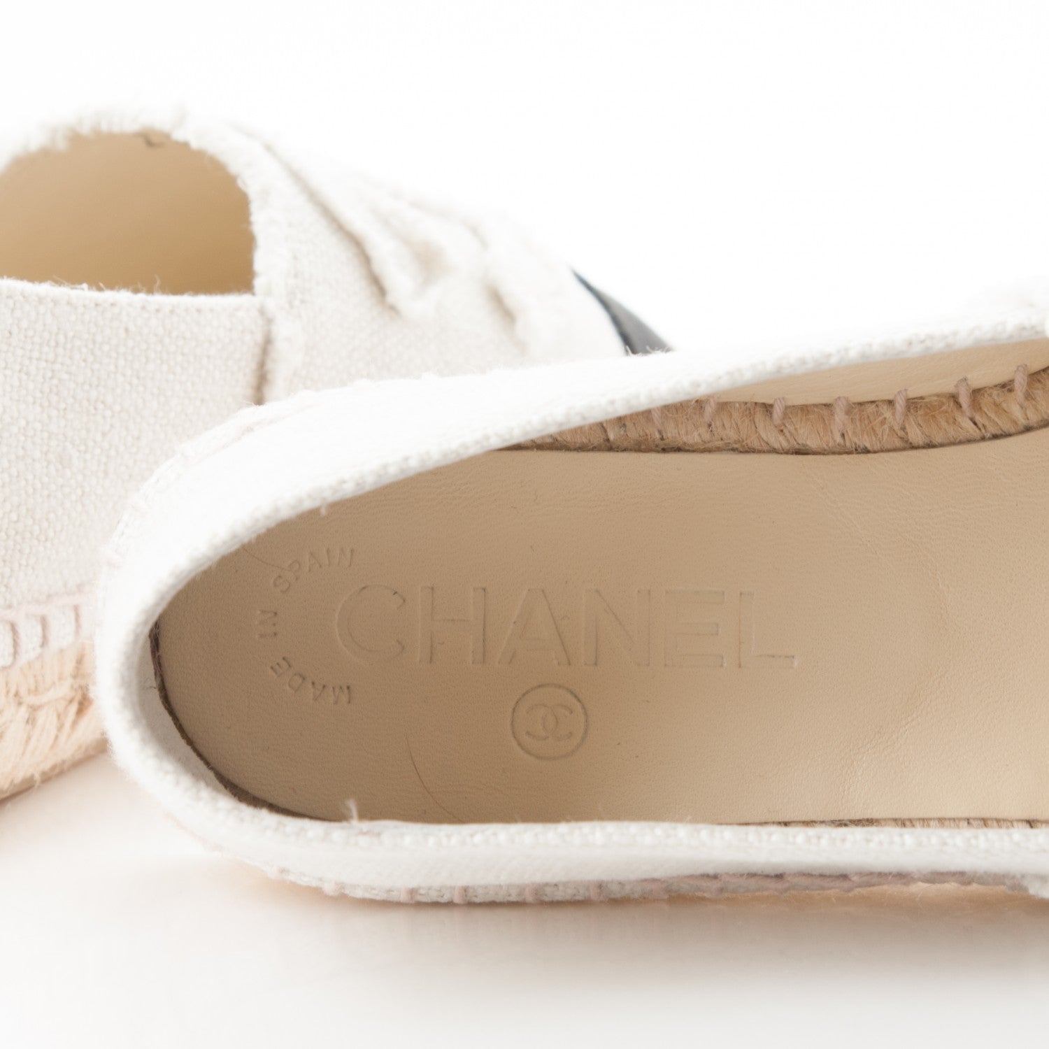 Chanel Linen CC Espadrilles 37 Beige Black 5 of 7