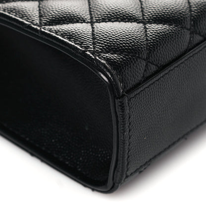 Saint Laurent Grain De Poudre Textured Mixed Matelasse Triquilt Medium Monogram Satchel Black 8 of 11