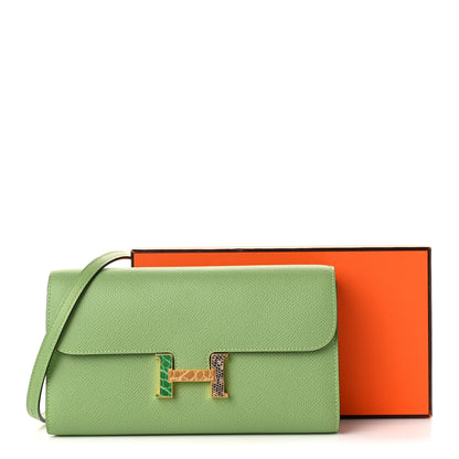 Hermes Epsom Alligator Lizard Constance Wallet To Go Vert Criquet Cactus Beige Sable Ombre 11 of 11