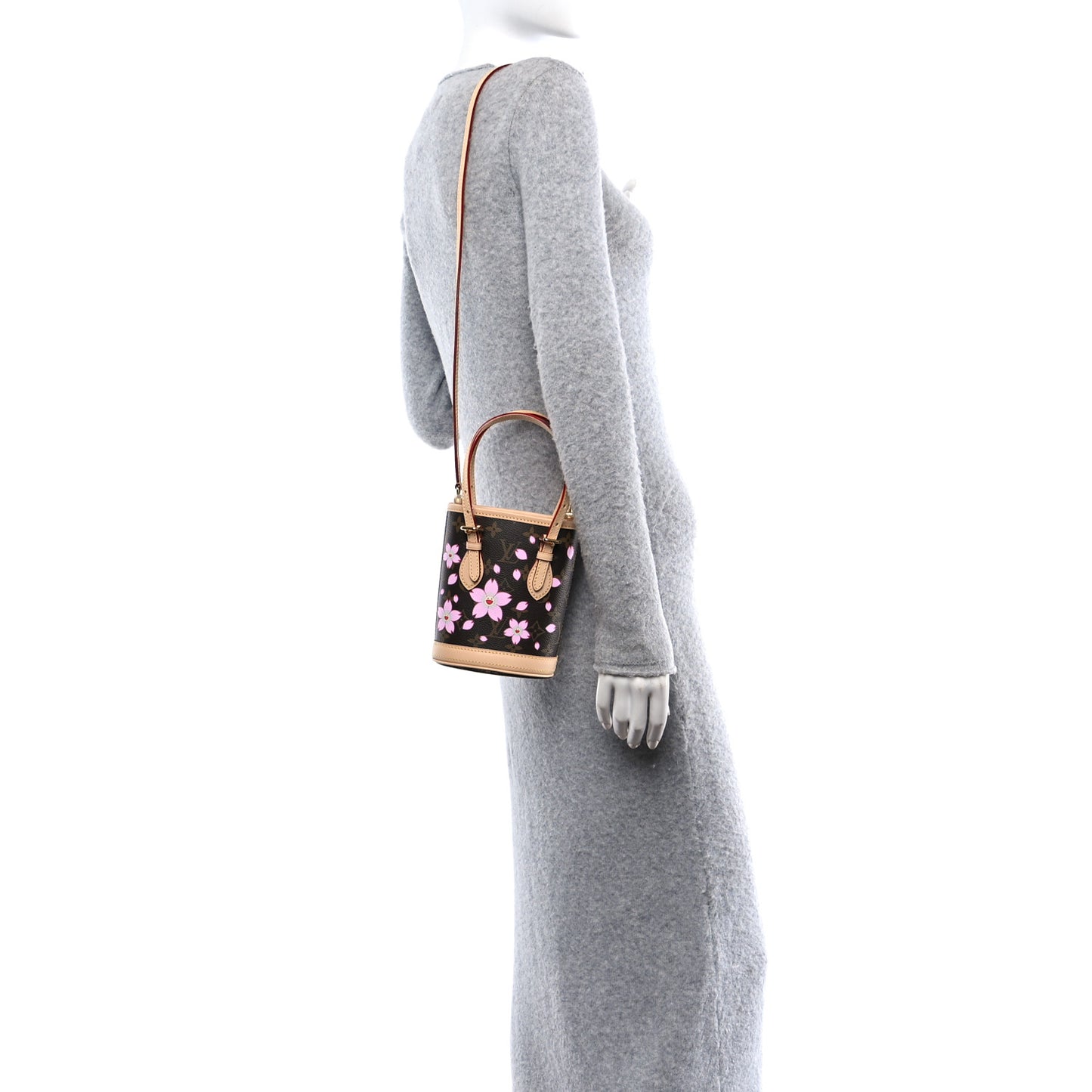 LV X TM Monogram Cherry Blossom Nano Bucket Sakura Brown
