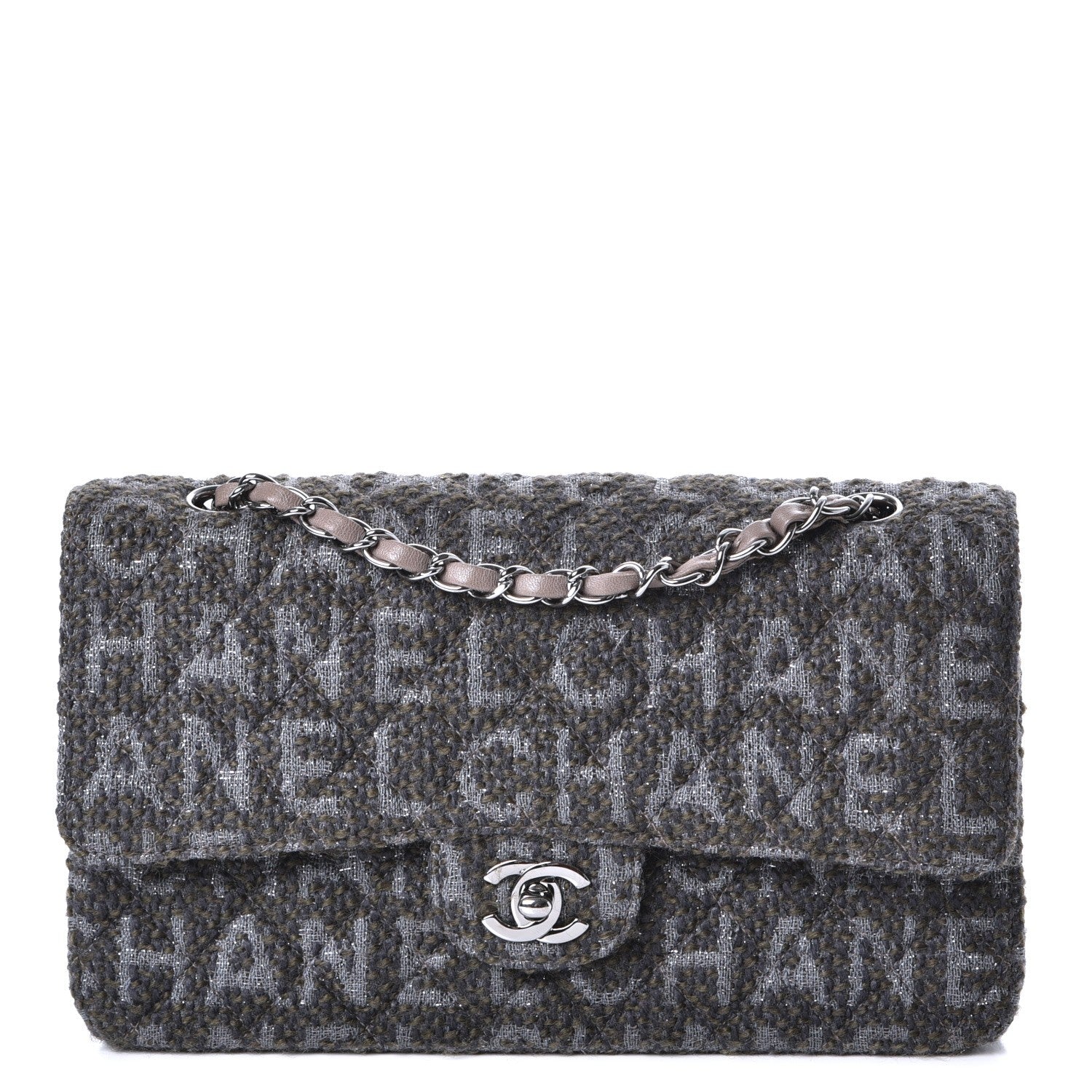 Chanel Tweed Quilted Medium Double Flap Grey 1 of 9