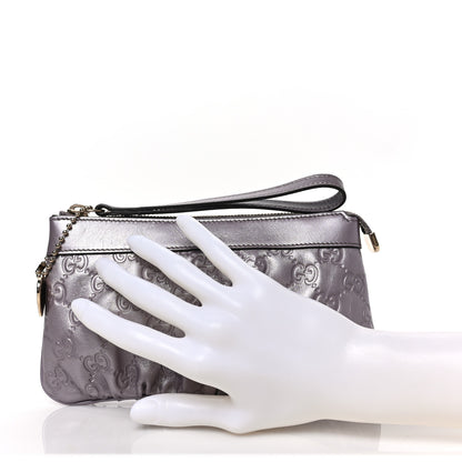 Gucci Metallic Soft Guccissima Heart Wristlet Senanque 2 of 6