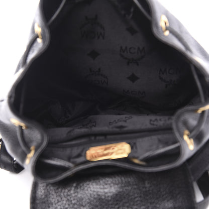MCM Grained Calfskin Studded Drawstring Backpack Black 4 of 8