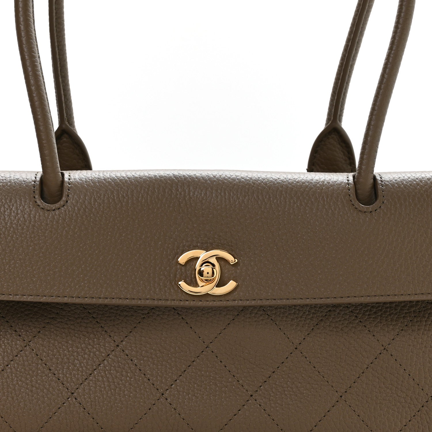 Chanel Grained Calfskin Stitched Urban Essentials Small Shopping Bag Dark Khaki 8 of 11
