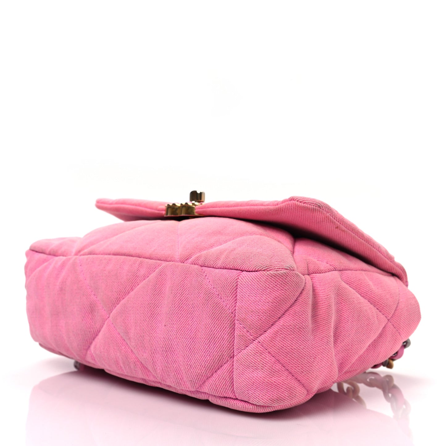 Denim Quilted Medium Chanel 19 Flap Neon Pink