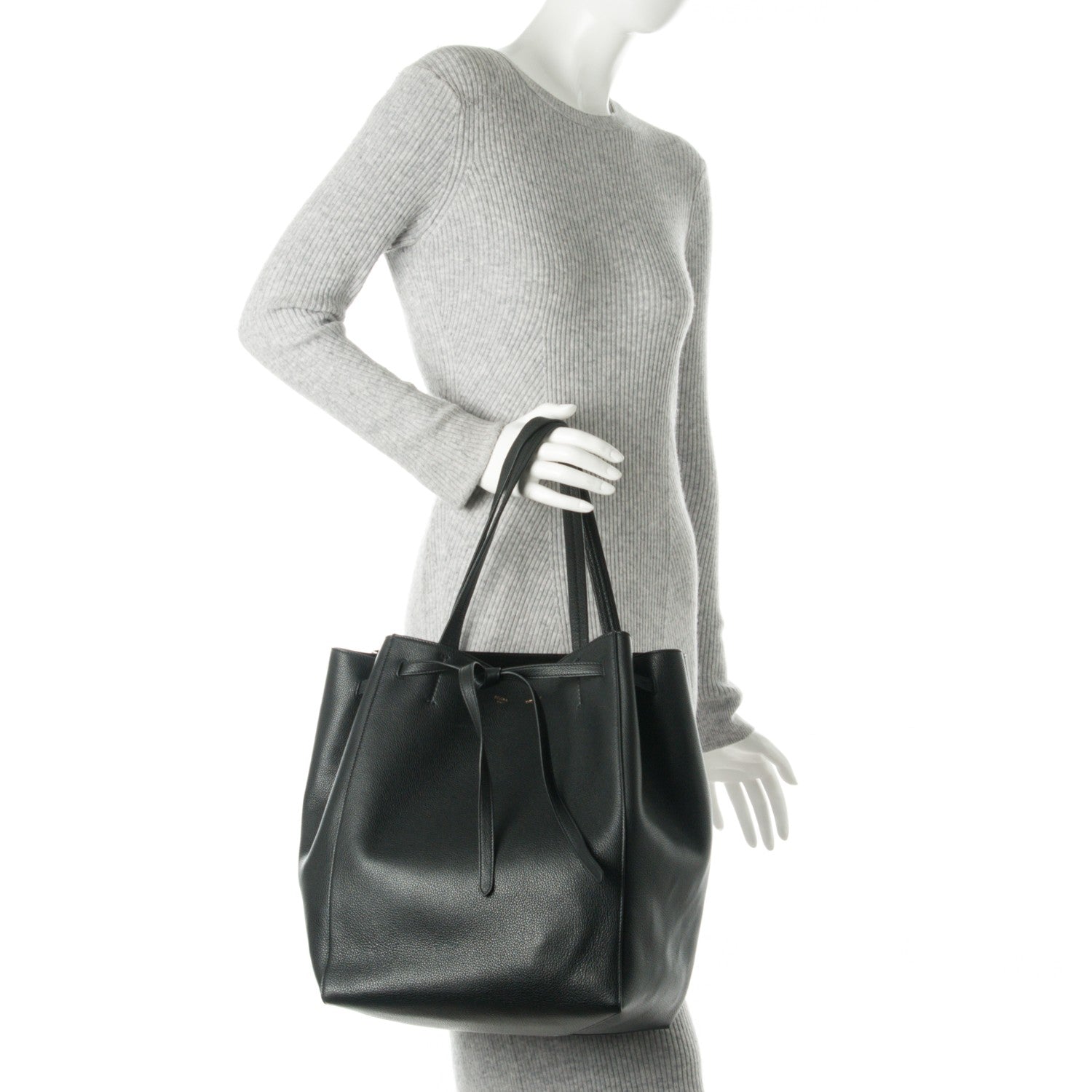 Celine Soft Grained Calfskin Medium Belt Cabas Phantom Black 2 of 8