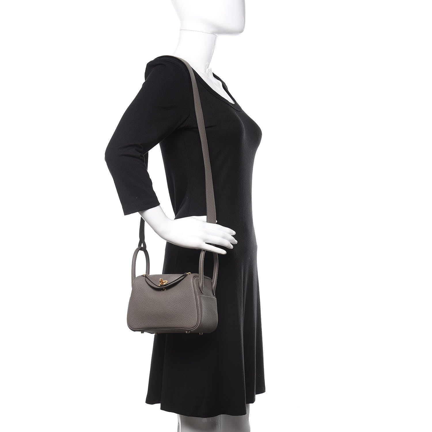 Hermes Taurillon Clemence Mini Lindy 20 Etain 2 of 10