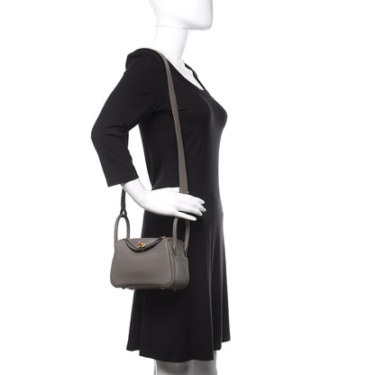 Hermes Taurillon Clemence Mini Lindy 20 Etain 2 of 10
