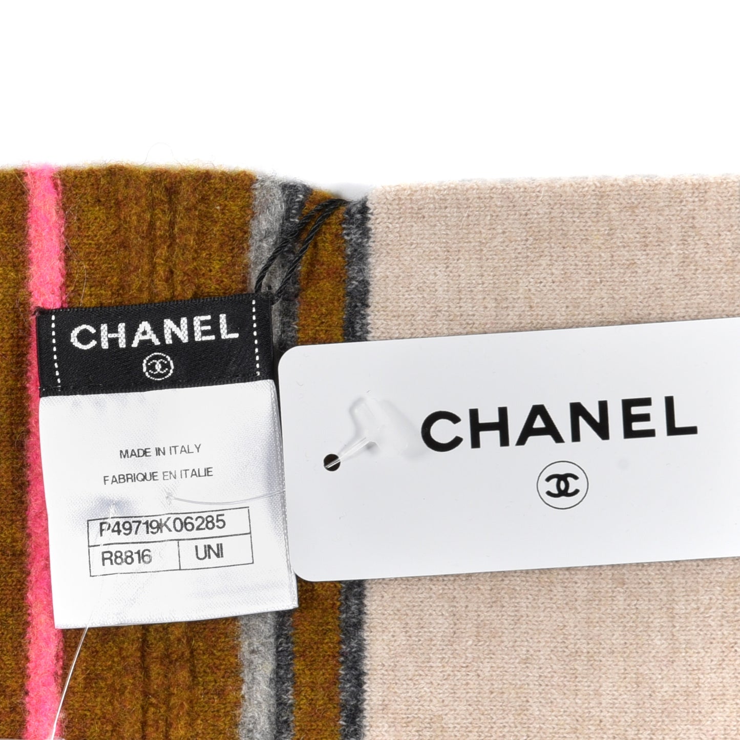 Cashmere Striped Scarf Beige