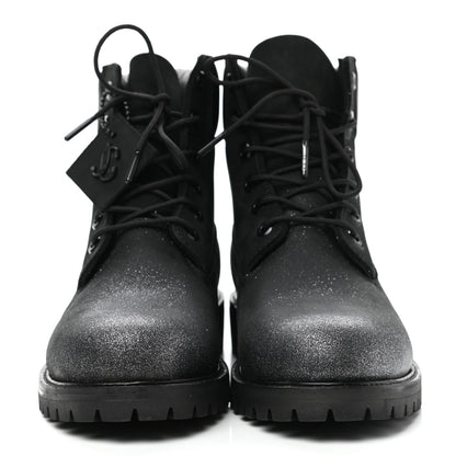 Jimmy Choo X TIMBERLAND Nubuck Glitter Womens Ankle Boots 39.5 Black Gunmetal 2 of 15