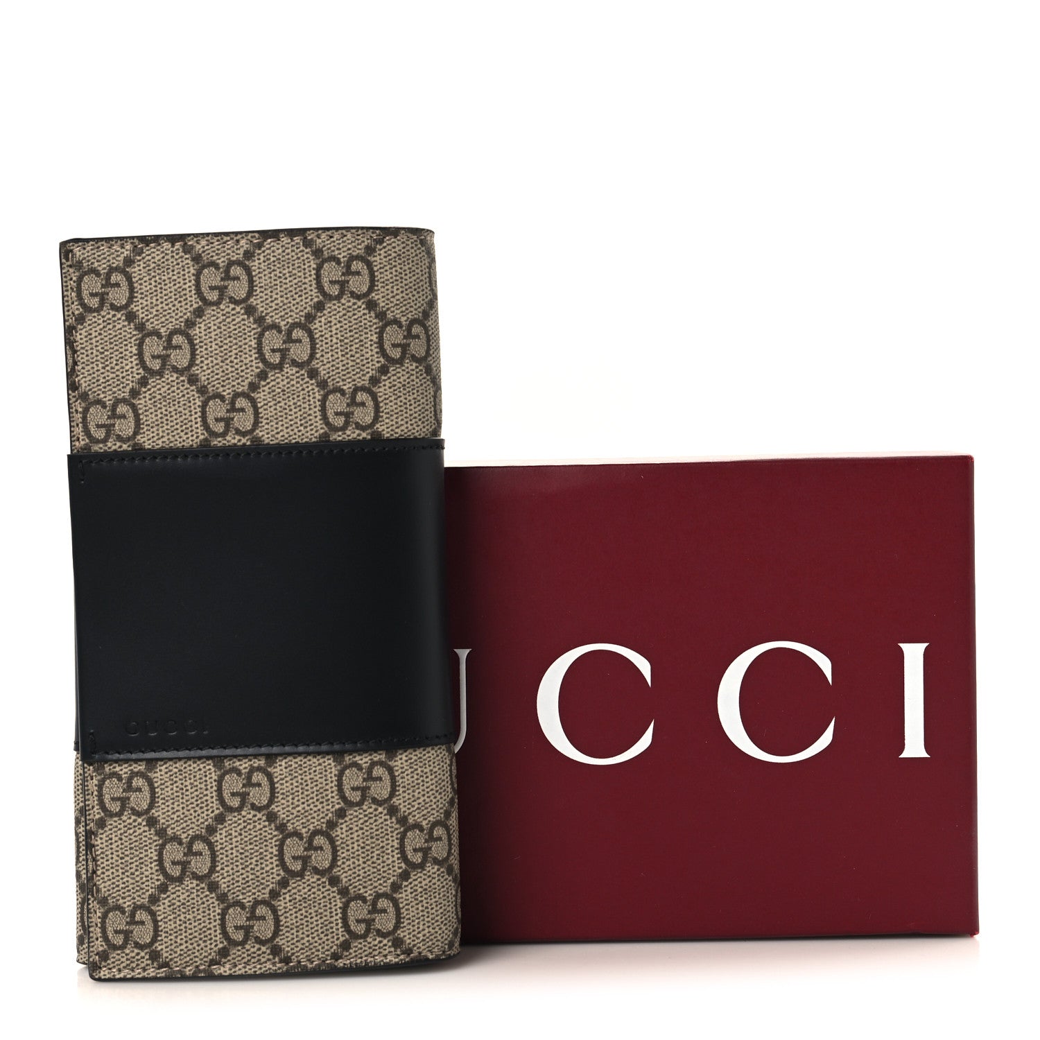 Gucci GG Supreme Monogram Selleria Calfskin Flap Wallet Beige Ebony Black 8 of 8