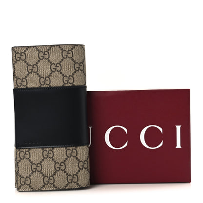 Gucci GG Supreme Monogram Selleria Calfskin Flap Wallet Beige Ebony Black 8 of 8