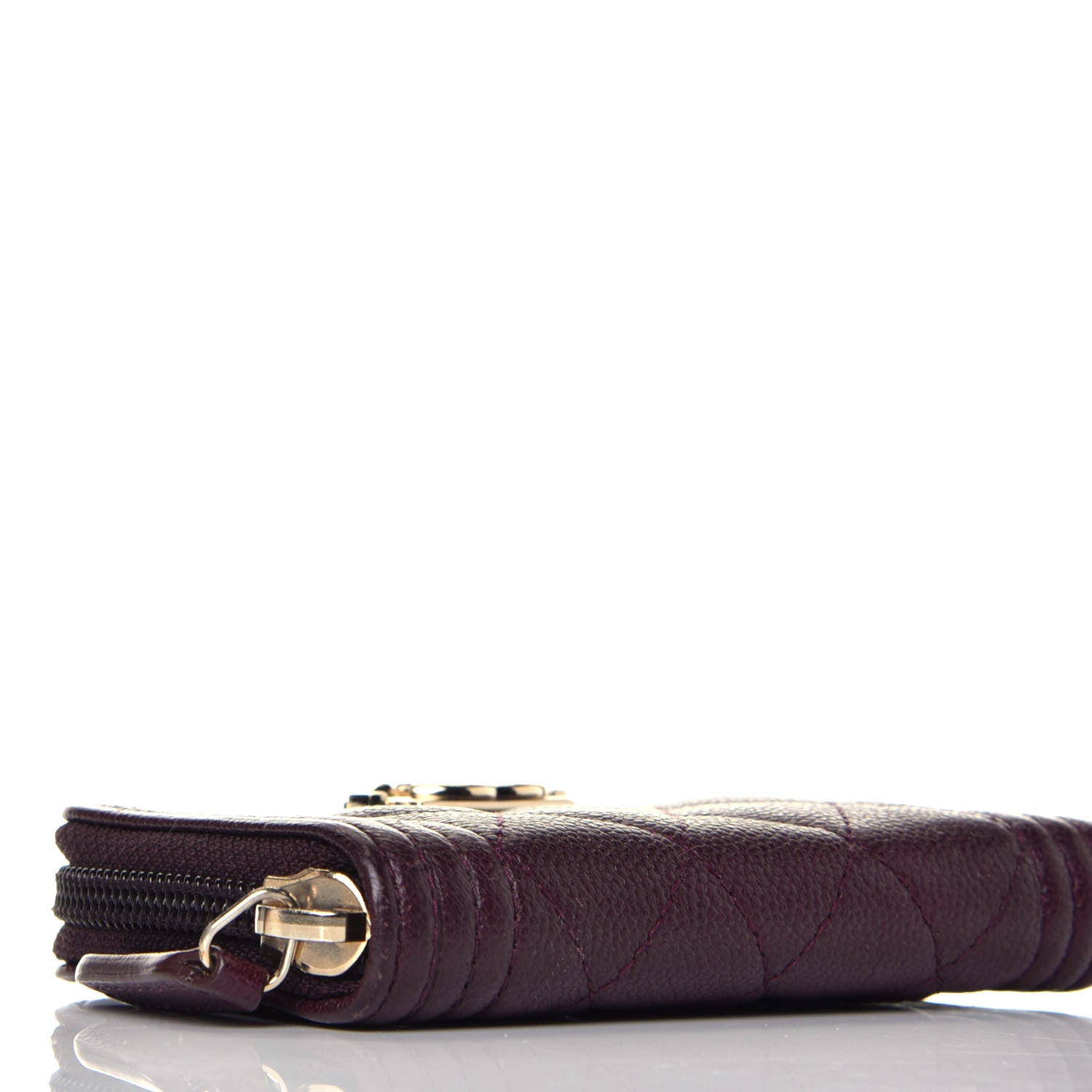 Chanel Caviar Quilted Boy Zip Around Coin Purse Wallet Dark Purple 7 of 9