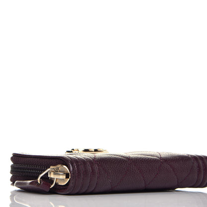 Chanel Caviar Quilted Boy Zip Around Coin Purse Wallet Dark Purple 7 of 9