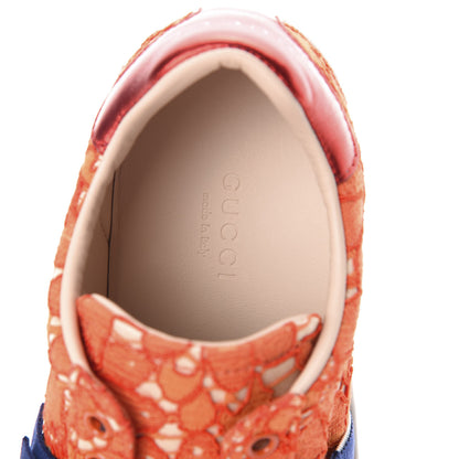 Gucci Lace Crystal Sylvie Web Flower Leaf Womens Ace Sneakers 35.5 Hot Orange Tan Beige 5 of 7