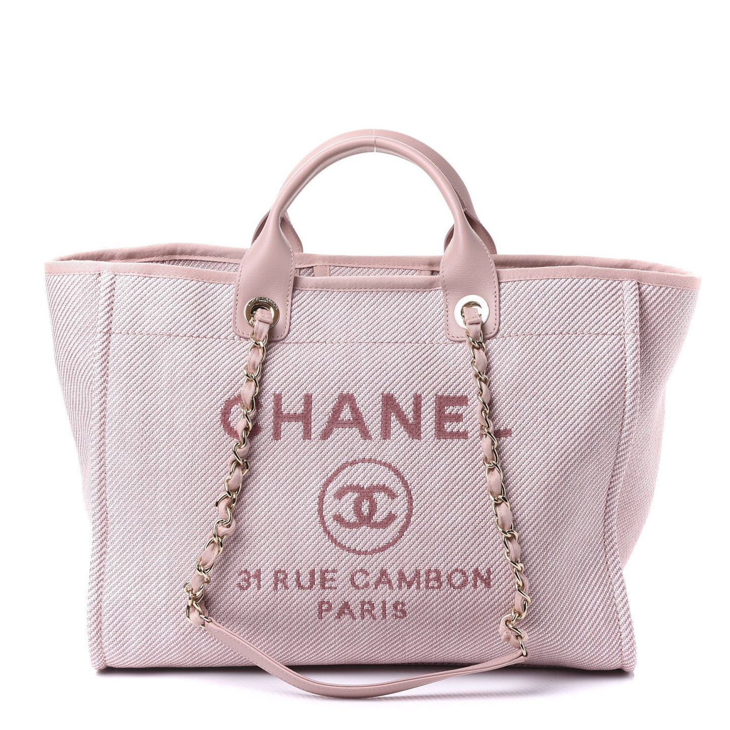 Mixed Fibers Calfskin Medium Deauville Tote Rose Pink