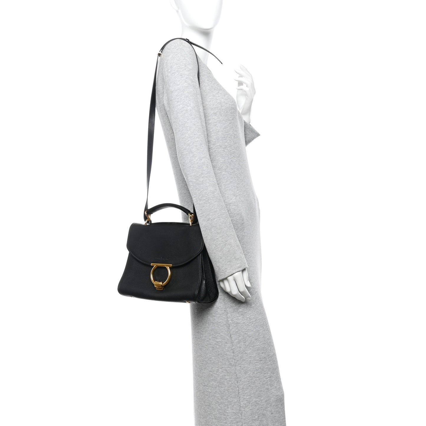 Calfskin Small Margot Top Handle Satchel Black