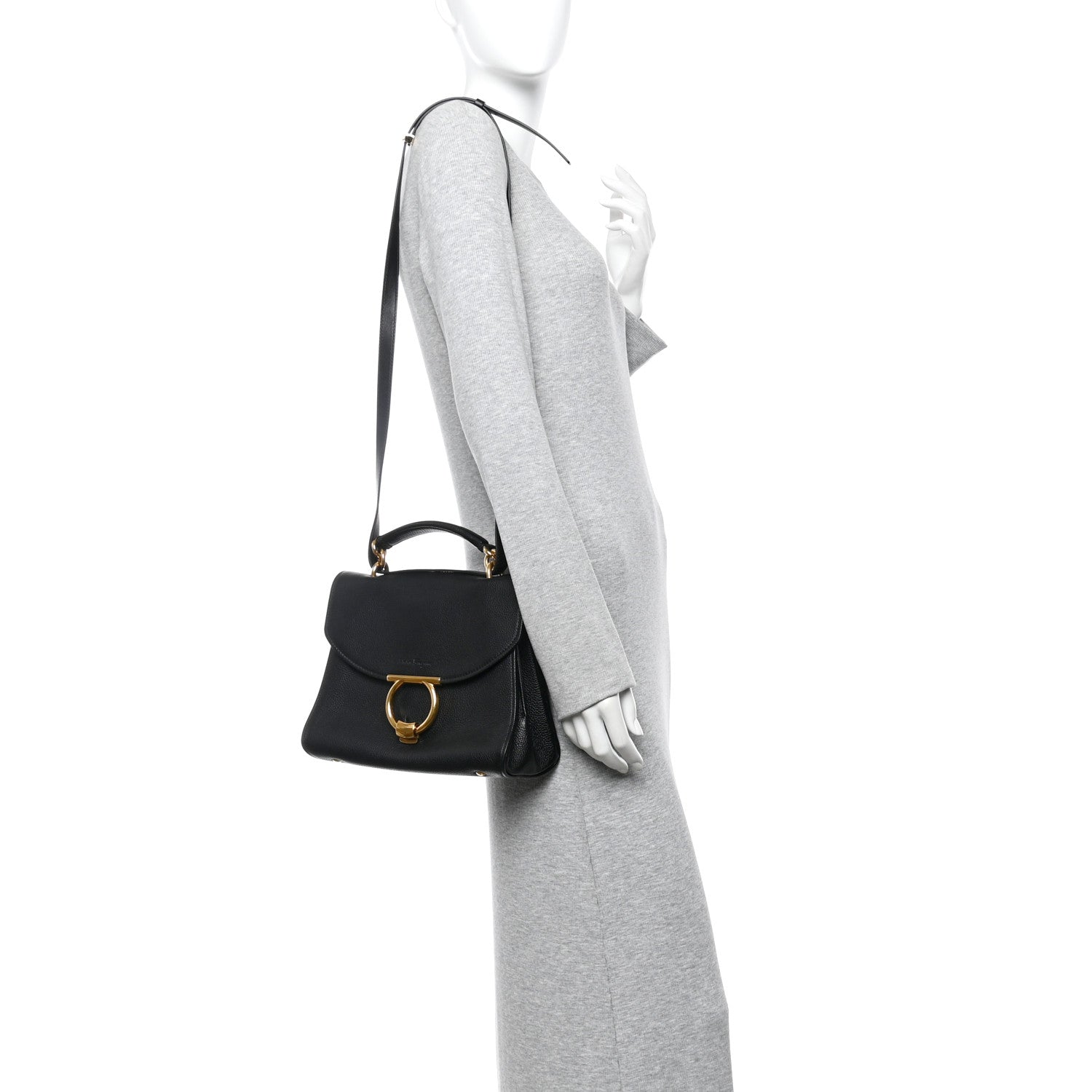Salvatore Ferragamo Calfskin Small Margot Top Handle Satchel Black 2 of 11