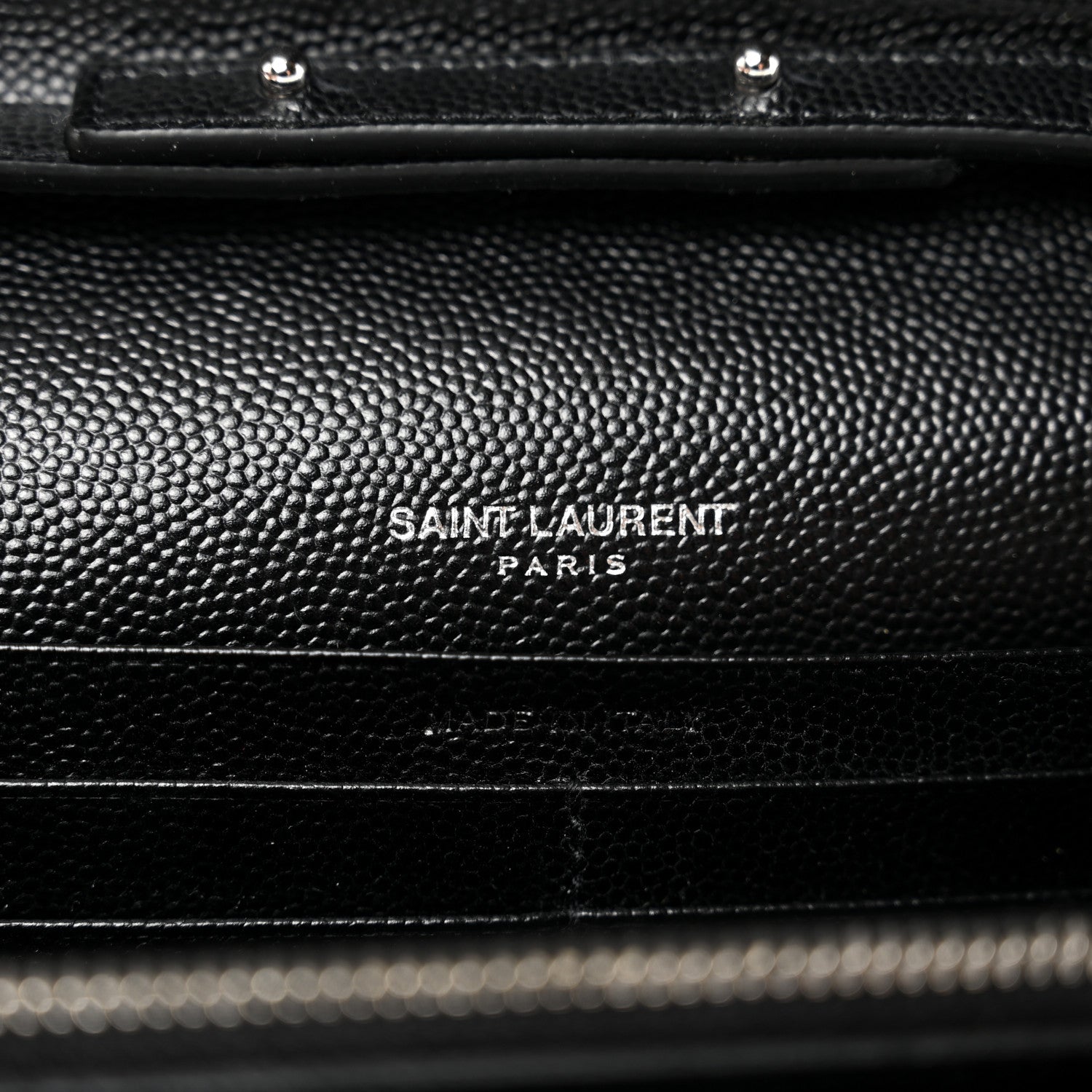 Saint Laurent Grain De Poudre Matelasse Chevron Monogram Chain Wallet Black 5 of 7