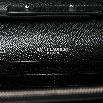 Saint Laurent Grain De Poudre Matelasse Chevron Monogram Chain Wallet Black 5 of 7