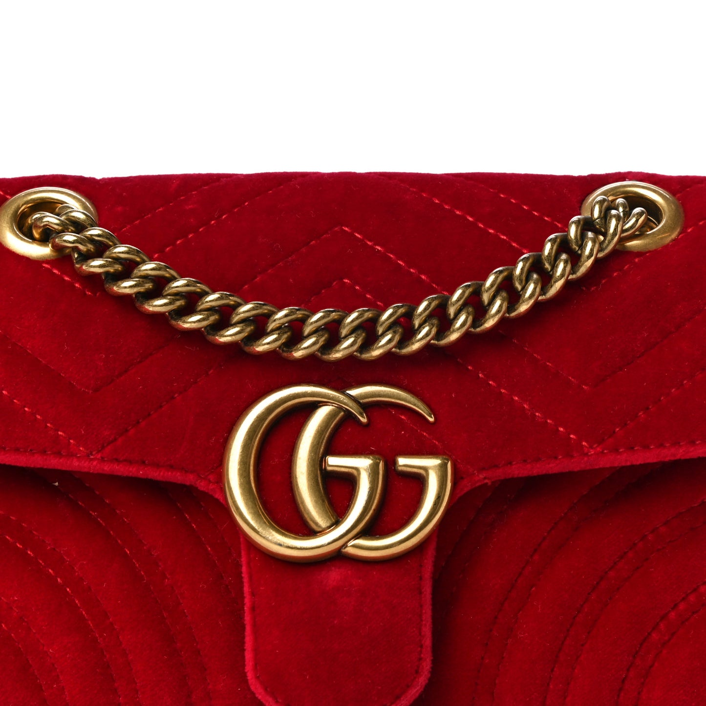 Velvet Matelasse Mini GG Marmont Shoulder Bag Hibiscus Red