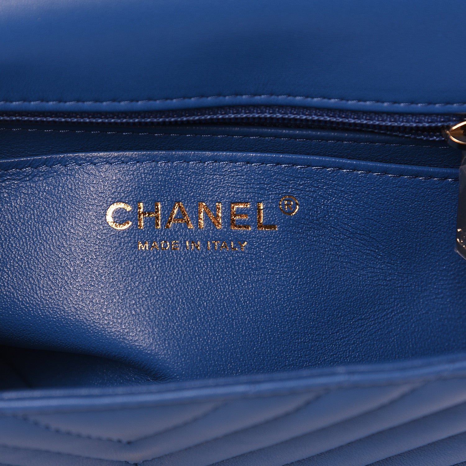 Chanel Lambskin Chevron Quilted Mini Square Flap Blue 6 of 10