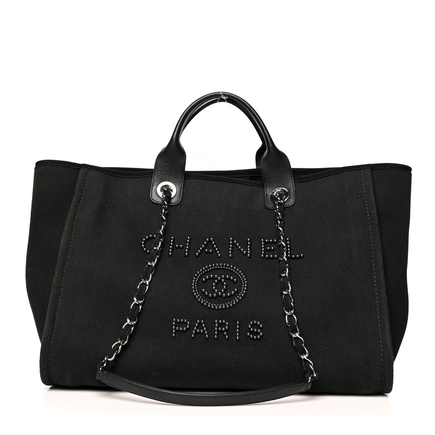 Canvas Pearl Medium Deauville Tote Black