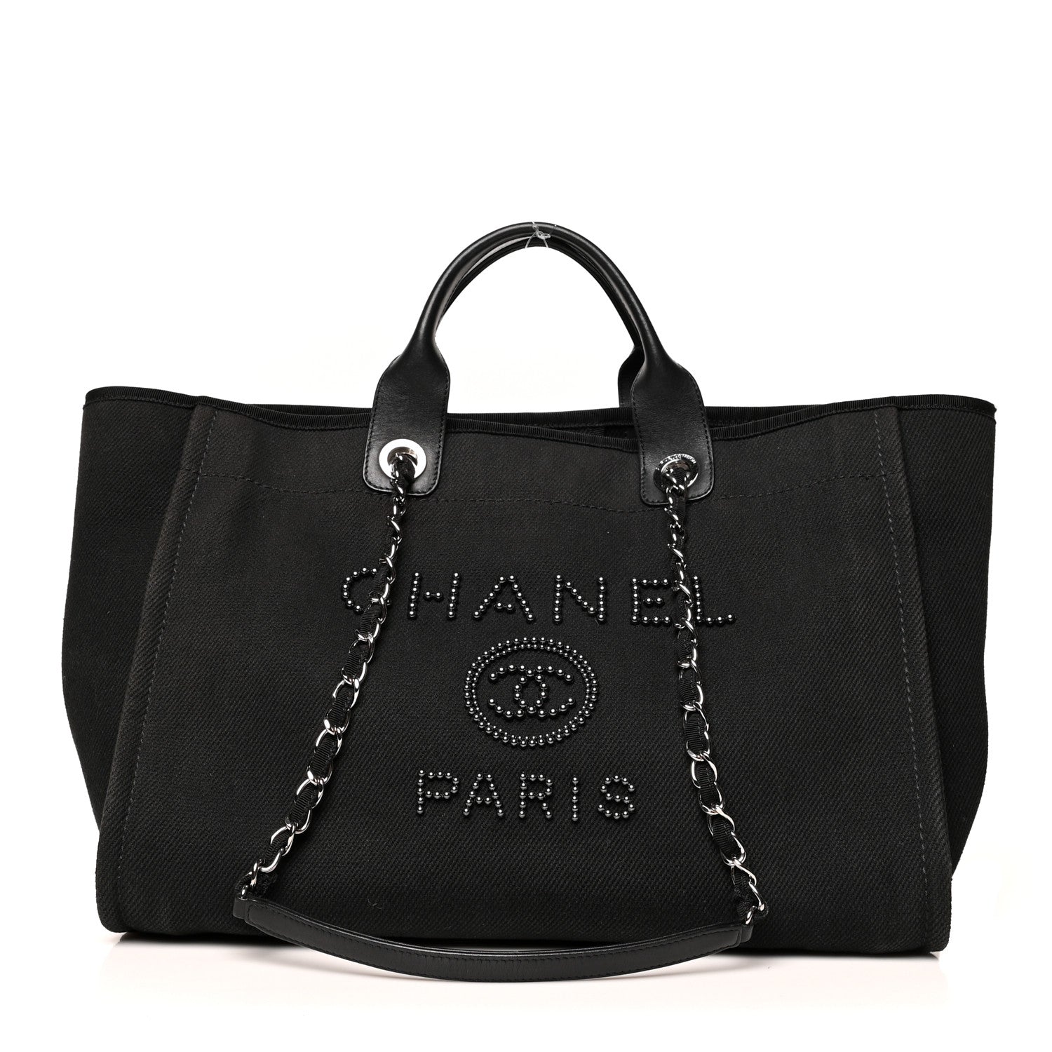 Chanel Canvas Pearl Medium Deauville Tote Black 1 of 13