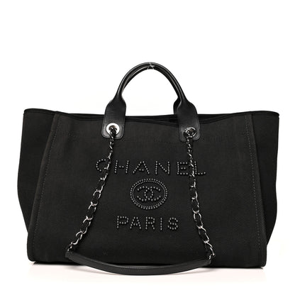 Chanel Canvas Pearl Medium Deauville Tote Black 1 of 13