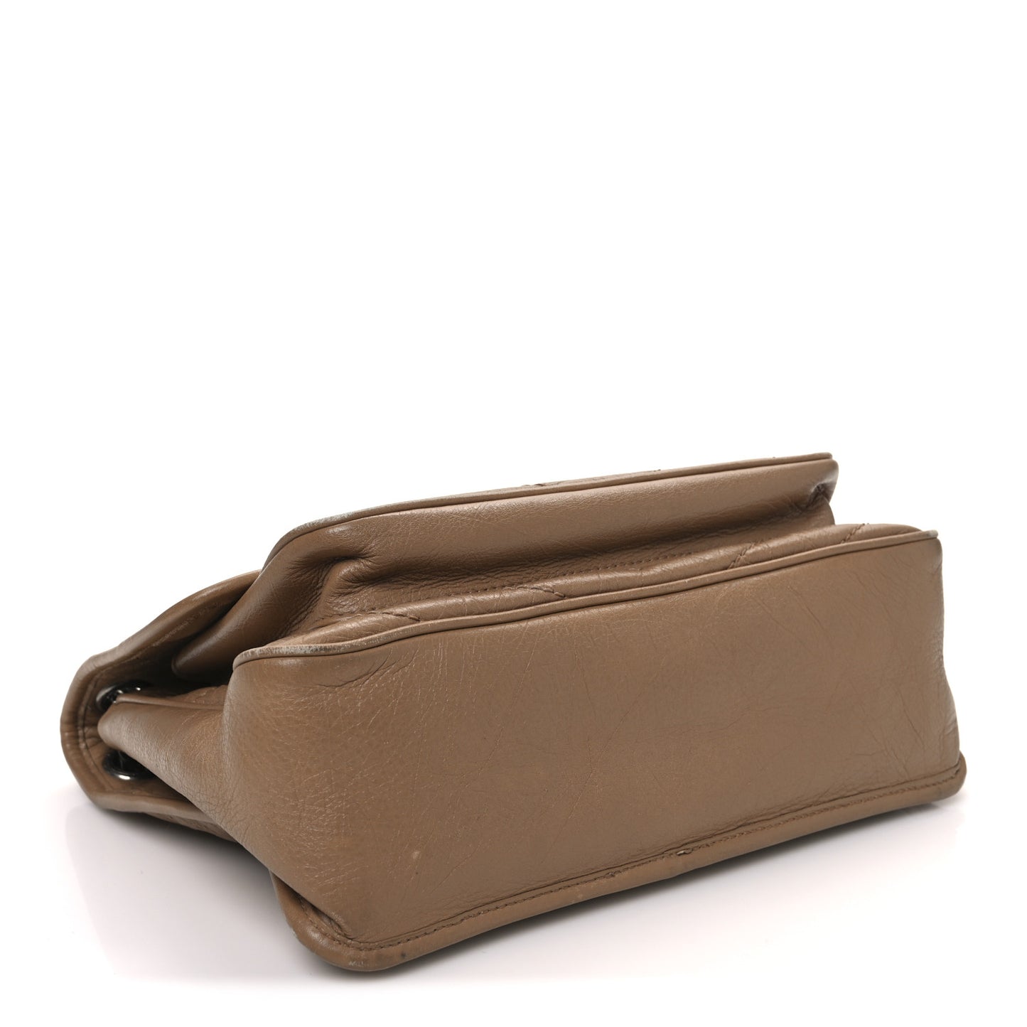 Crinkled Calfskin Matelasse Monogram Medium Niki Chain Satchel Natural Tan