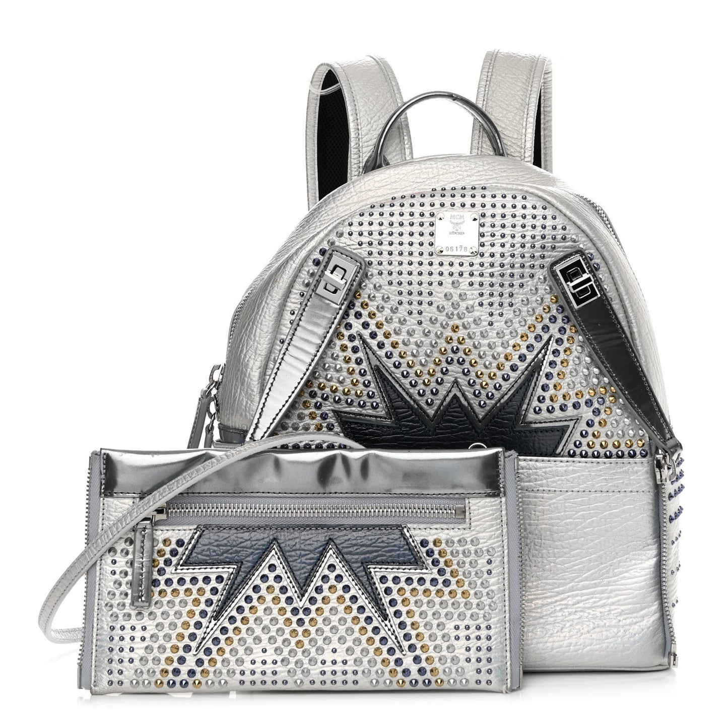 Visetos Medium Studded Stark Cyber Flash Backpack Silver