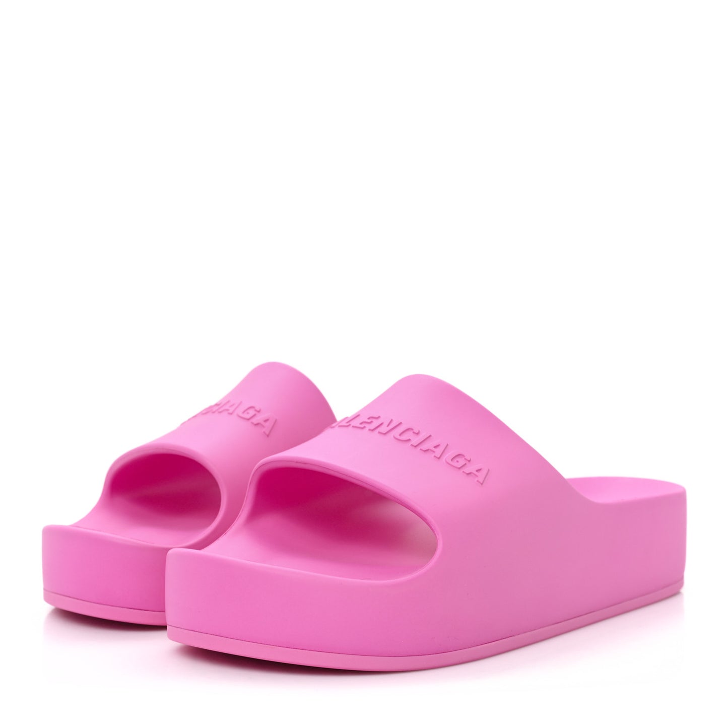 Rubber Chunky Platform Slide Sandals 41 Pink