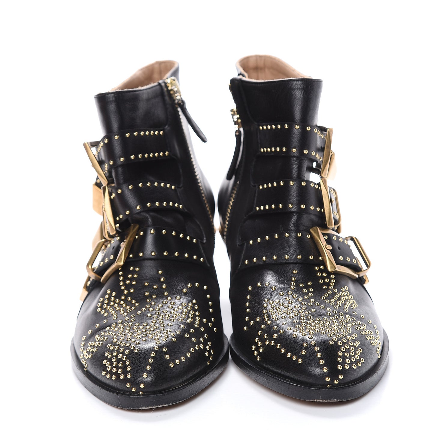Nappa Sheepskin Studded Susanna Ankle Boots 35 Black Gold