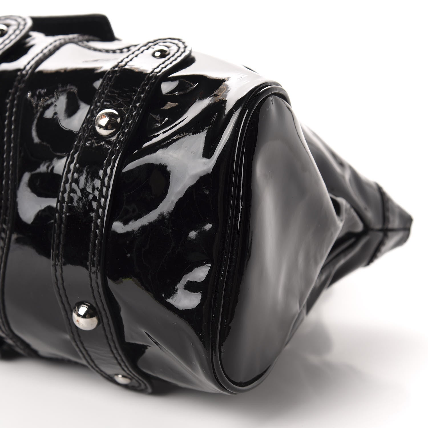 Valentino Garavani Patent Crystal Catch Satchel Black 7 of 10