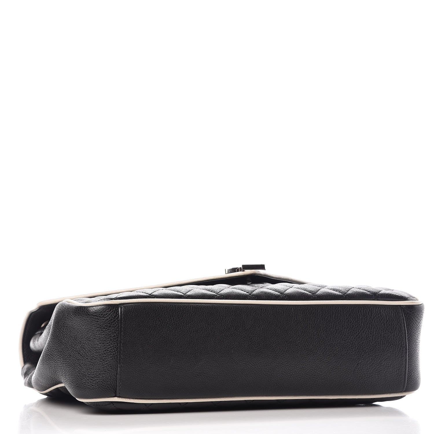 Saint Laurent Calfskin Mixed Matelasse Triquilt Large Monogram Envelope Satchel Black White 4 of 17