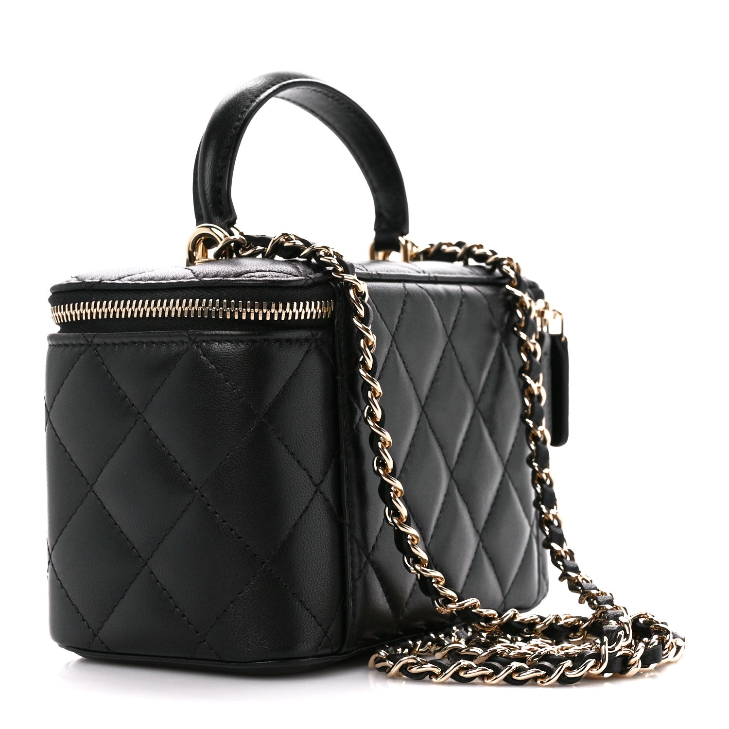 Chanel Lambskin Quilted Small Top Handle Vanity Case With Chain Black 3 of 11