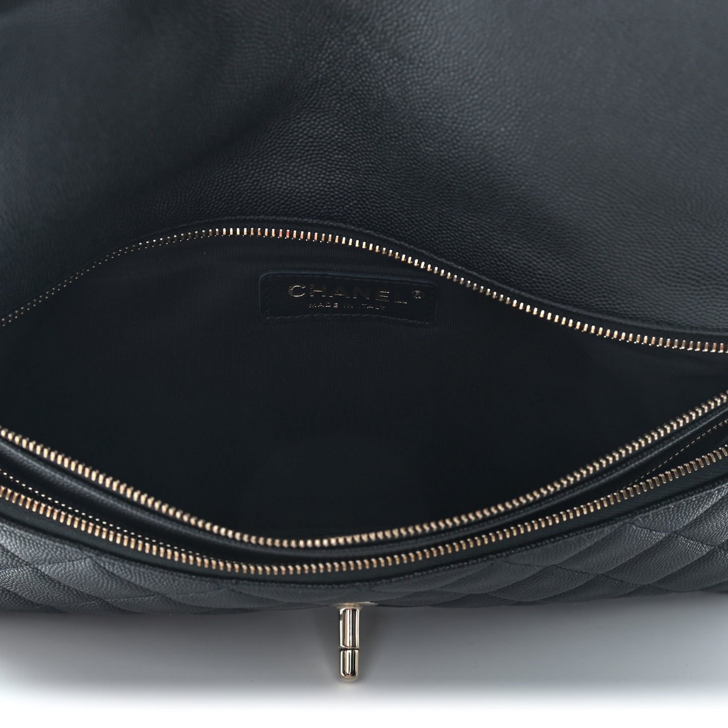 Caviar Quilted Flap Clutch Black