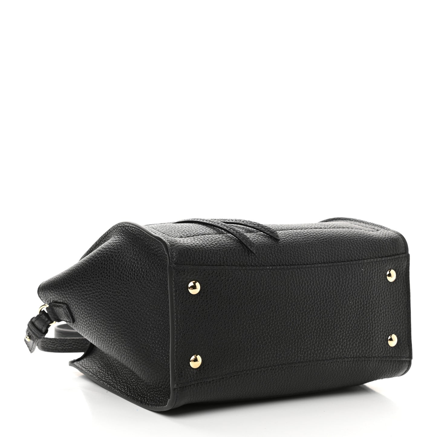 Hammered Calfskin Double Handle Small Amy Tote Black