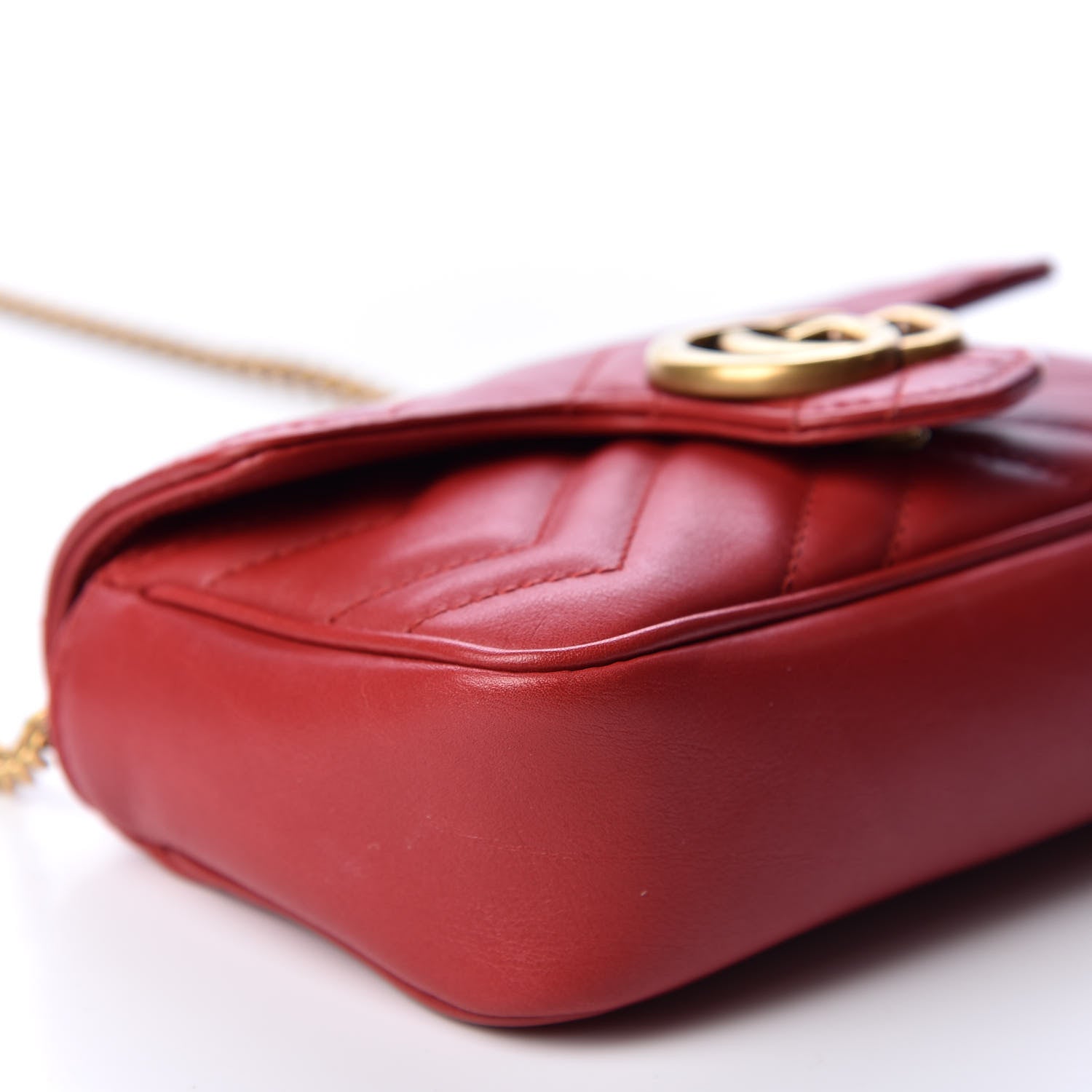 Gucci Calfskin Matelasse Super Mini GG Marmont Shoulder Bag Hibiscus Red 5 of 10