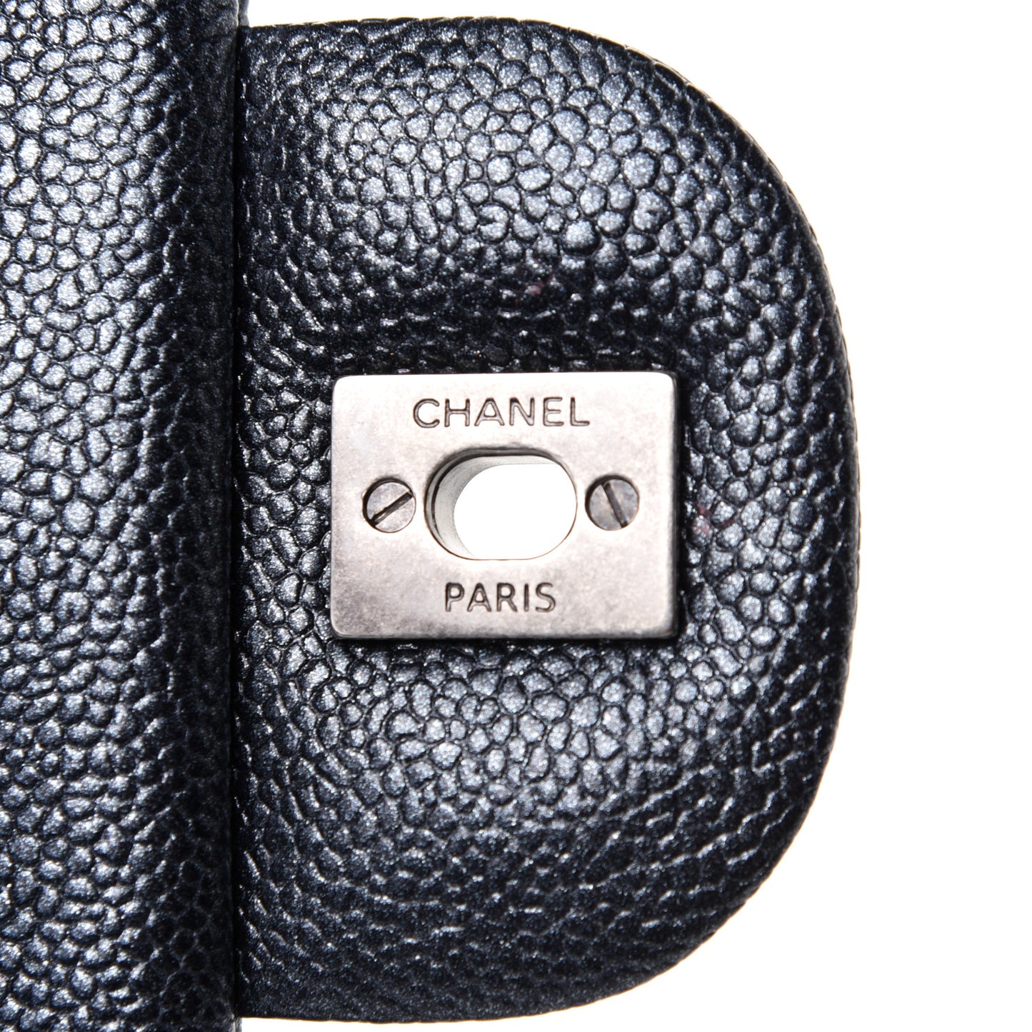 Metallic Caviar Quilted Jumbo Double Flap Dark Grey
