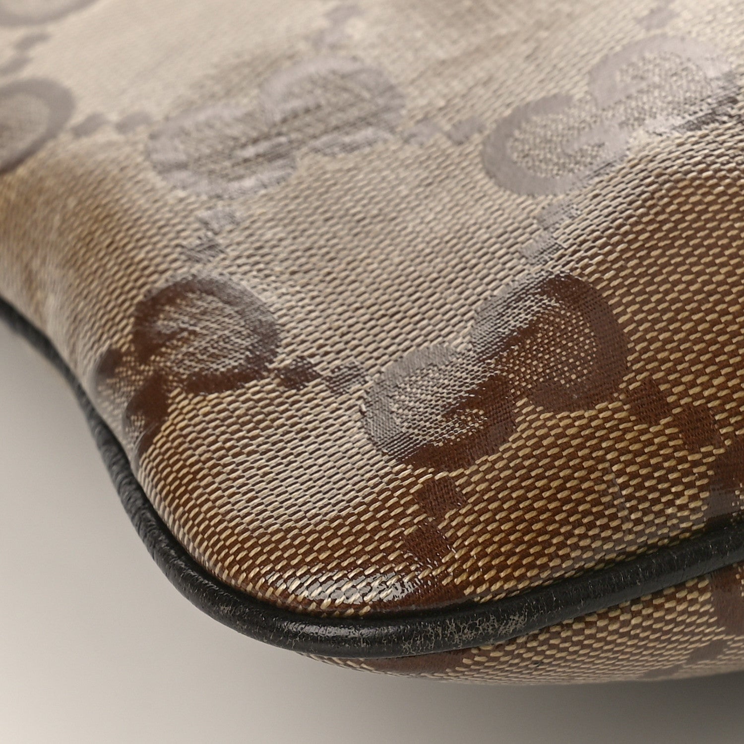 Gucci Crystal Monogram Flat Messenger Bag Beige Dark Brown 8 of 9