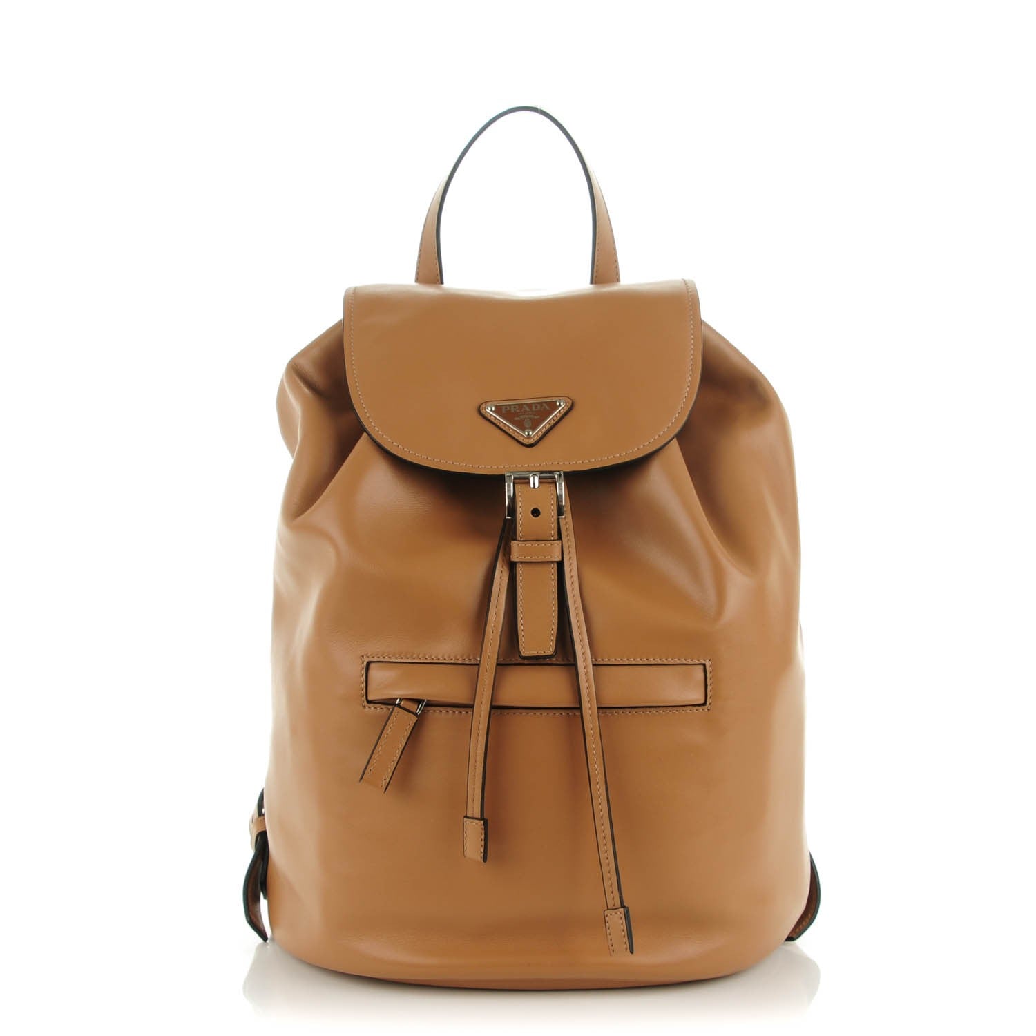 Prada Soft Calf Cinch Backpack Caramel 1 of 8