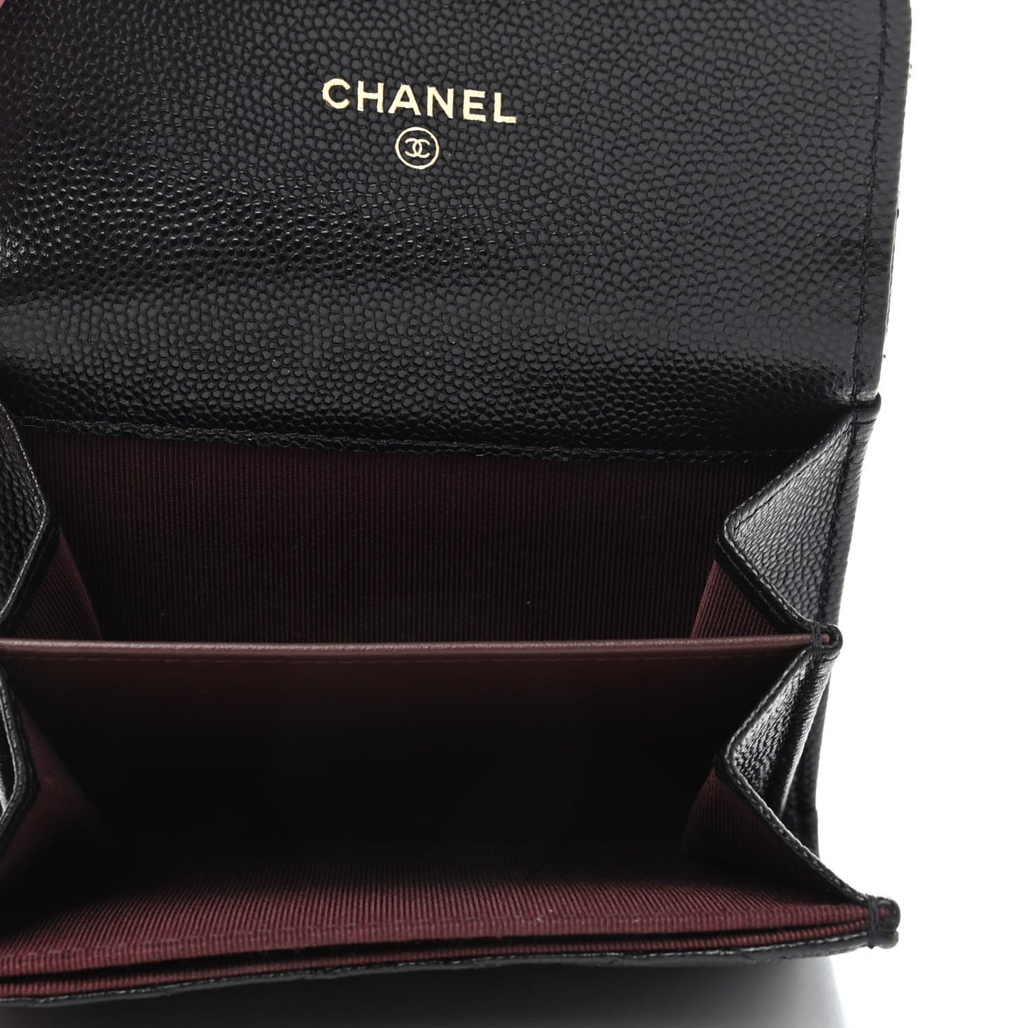 Caviar Quilted Flap Card Holder Wallet Black